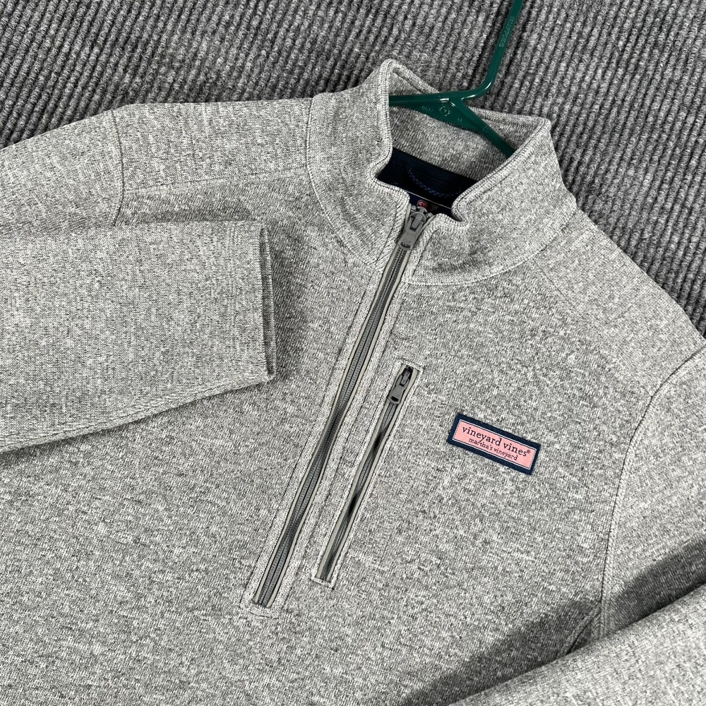 Vineyard Vines Pullover Sweatshirt Mens Small Gray Long Sleeve 1/4 Zip Mock Neck
